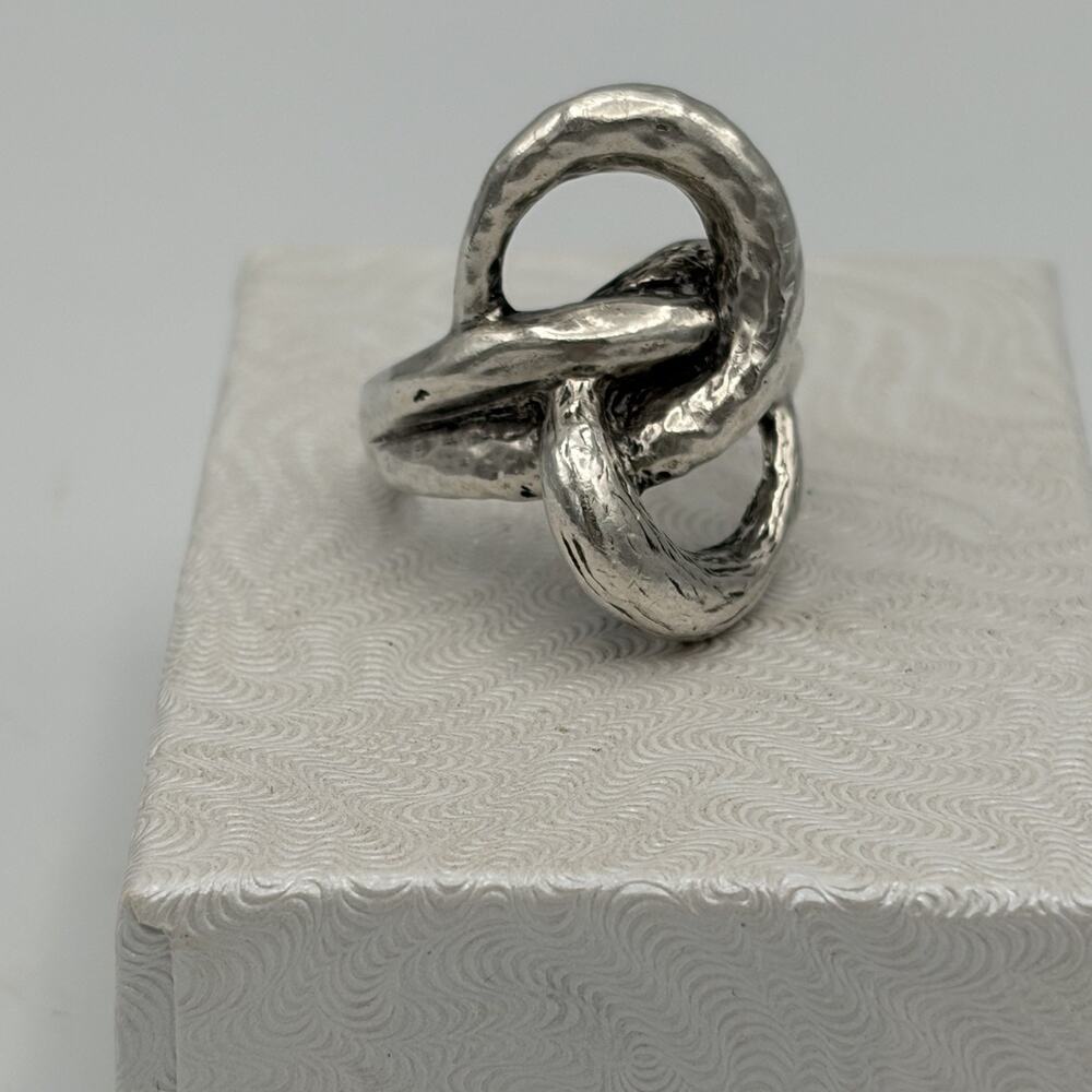 Sterling Silver Hammered Twisted Knot Women’s Ring Israel PZ Size 7